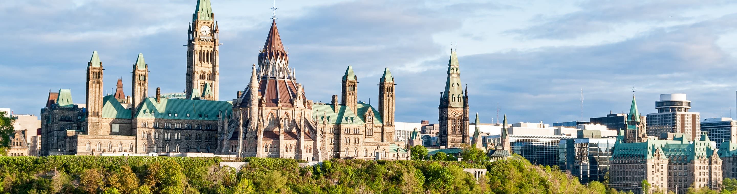 Parliament Hill in Ottawa on a sunny day
