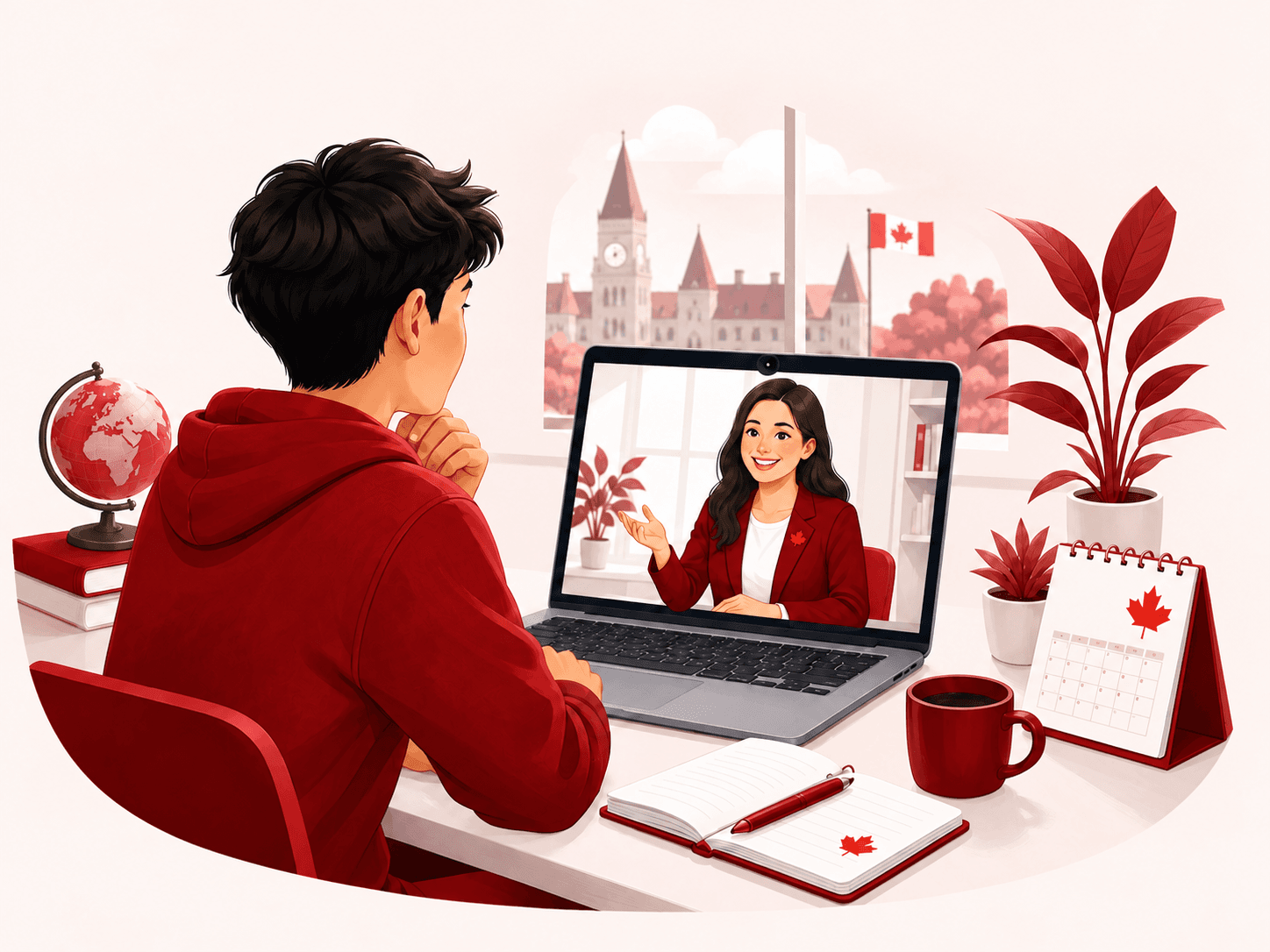 Student speaking with a Canadian education advisor online