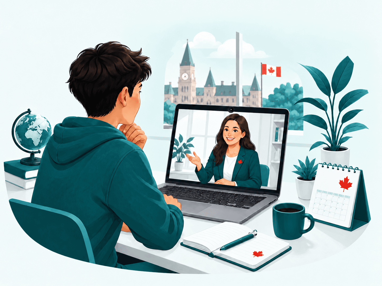 Student speaking with a Canadian education advisor online